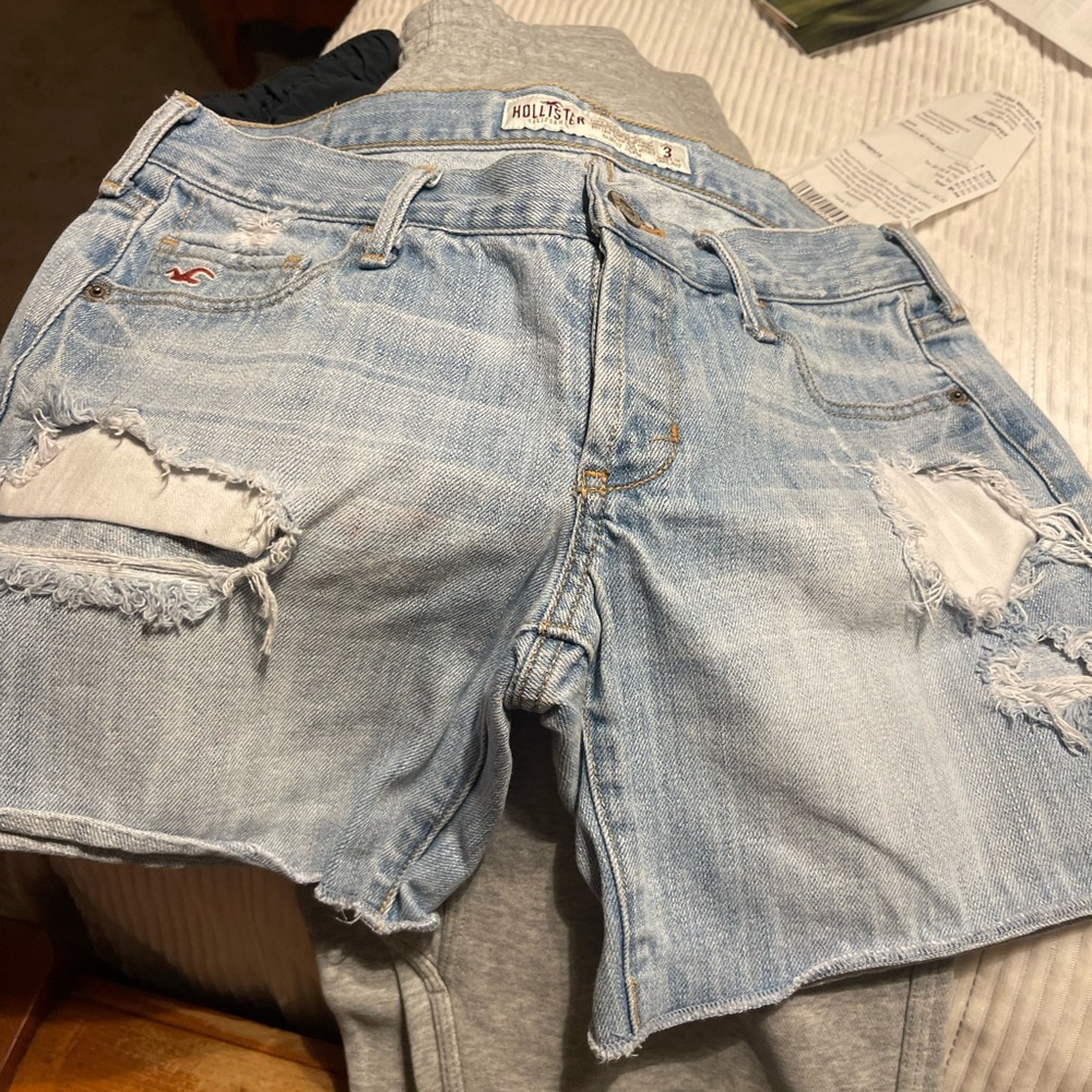 Hollister Blue Distressed Jean Shorts